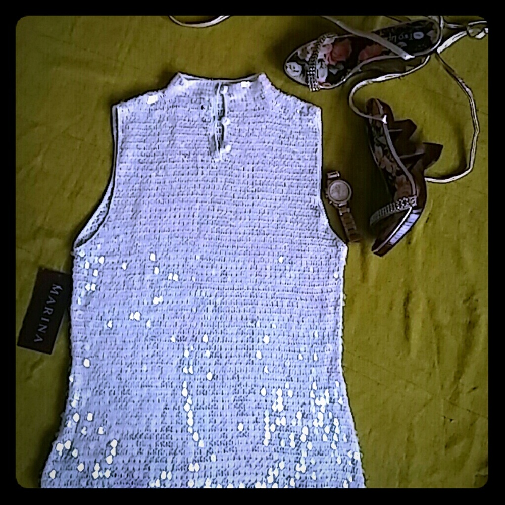 COPY - Marina crochet sequin shimmer top